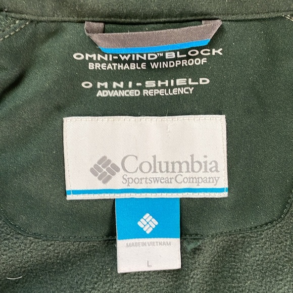 Columbia Hunter Green Men’s Large Omni Shield Wind Block Breathable Jacket Coat - Picture 5 of 8